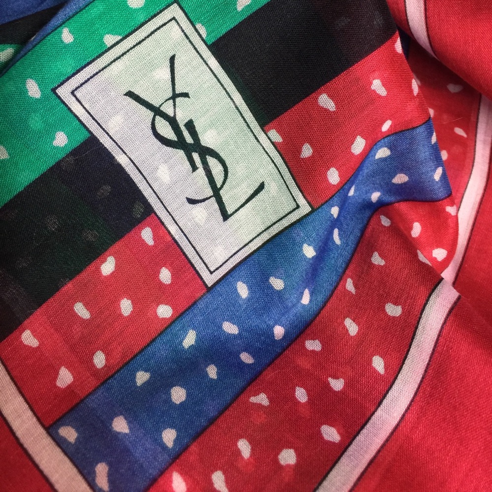 Yves Saint Laurent Vintage Cotton Striped Scarf